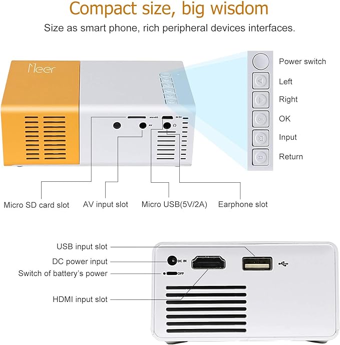 Mini Proyector Led Hd Portatil Hdmi Lcd